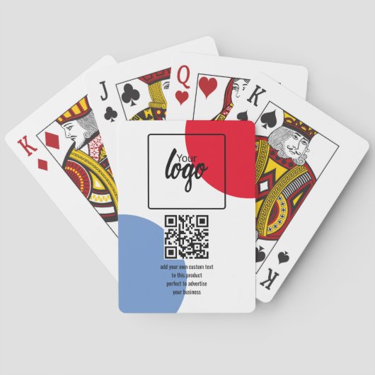 Uw BedrijfsQR Code en Tekst van de Logo Pokerkaarten (Achterkant)