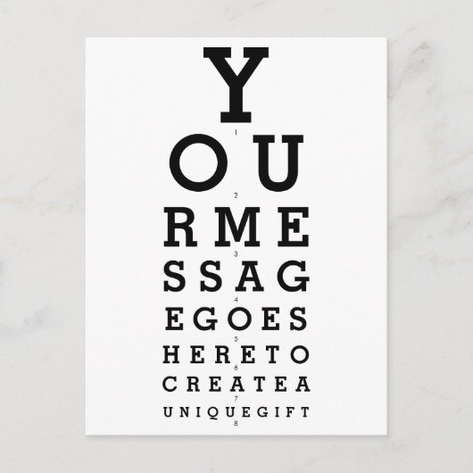 Uw Bericht Opticien Chart Briefkaart (Voorkant)