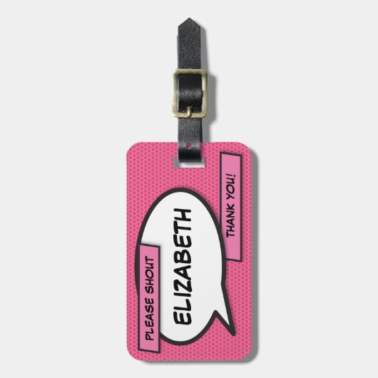 Uw Bericht Spraakballon Fun Retro Stripboek Bagagelabel (Voorkant verticaal)