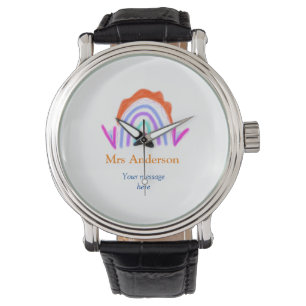 Uw bericht We voegen tekstnaam toe Rainbow Teacher Horloge