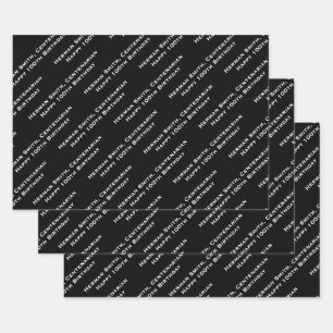 Uw Berichtenpatroon All-over Print - Zwart/Wit Inpakpapier Vel