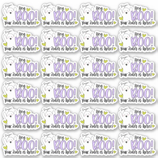 Uw bestelling is hier Ghost Boo Pun Halloween Busi Sticker (Voorkant)