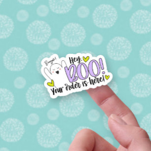 Uw bestelling is hier Ghost Boo Pun Halloween Busi Sticker