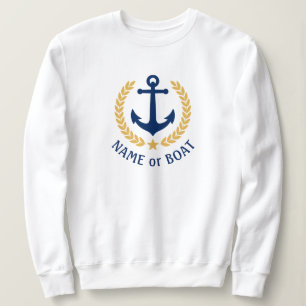 Uw Boat Naam Anchor Gold Laurel Star White Trui