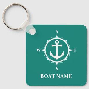 Uw Boat Name Compass Anchor ca0a Sleutelhanger