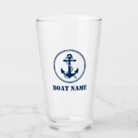 Uw Boat Name Navy Blue Rope & Anchor