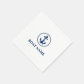 Uw Boat Name Navy Blue Rope & Anchor Servet (Hoek)