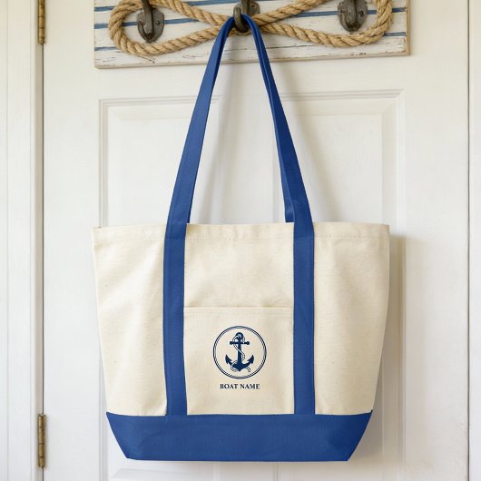 Uw Boat Name Rope & Anchor Canvas tas
