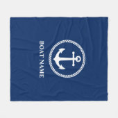 Uw Boat Name Zee Anchor Blue Fleece Deken (Voorkant (Horizontaal))