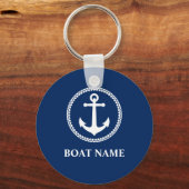 Uw Boat Name Zee Anchor Blue Sleutelhanger (Voorkant)