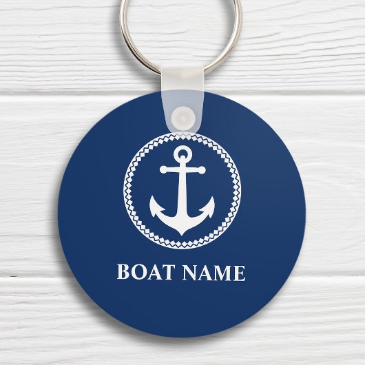 Uw Boat Name Zee Anchor Blue Sleutelhanger