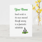 Uw bonus - een grappig gedicht om een bonus te beg kaart (Gele Bloem)