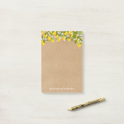 Uw boodschap Rustiek citroen groen Post-it® Notes (Op bureau)
