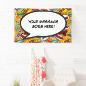 Uw Boodschap Spreekwolk Pret Retro Strip Spandoek (Insitu)