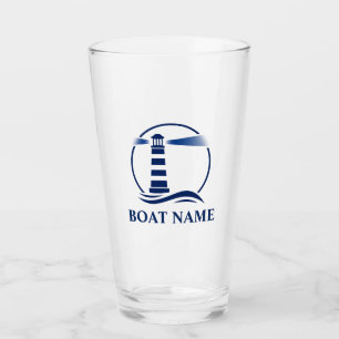Uw boot of naam Classic Lighthouse Navy Blue Glas