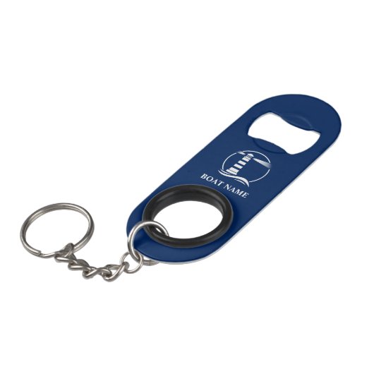 Uw boot of naam Classic Lighthouse Navy Blue Mini Flessenopener (Voorkant Gekanteld)