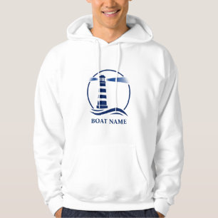 Uw boot of naam in Navy Nautical Lighthouse Hoodie