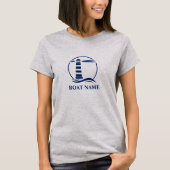 Uw Boot of Naam & Marine Nautical Lighthouse Grijs T-shirt (Voorkant)