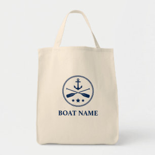 Uw bootnaam Anchor & Oars Eco-Friendly Grocery Tote Bag