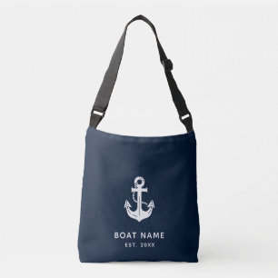 Uw bootnaam Anker Blauw Nautilus Crossbody Tas