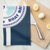 Uw Bootnaam Anker Blauw wit Theedoek (Quarter Fold)