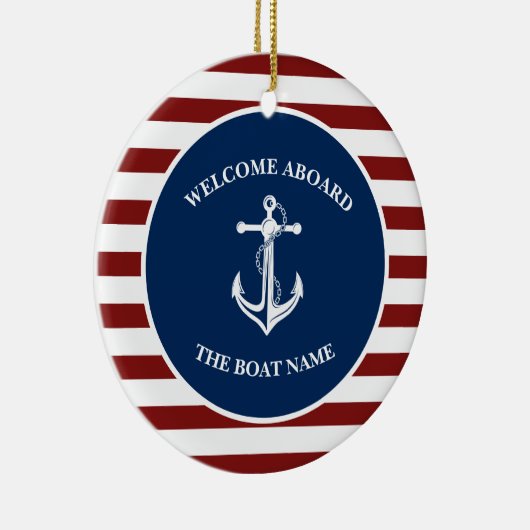 Uw Bootnaam Anker Keramisch Ornament (Rechts)