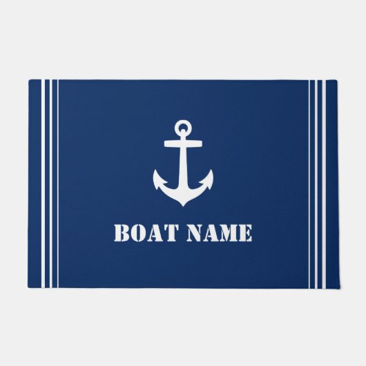 Uw bootnaam Anker Navy Blue Entryway Deurmat (Voorkant)