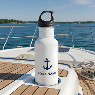 Uw Bootnaam Blauw Anker Wit Waterfles