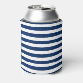 Uw bootnaam Classic Lighthouse Navy Striped Blikjeskoeler (Blikje Achterkant)