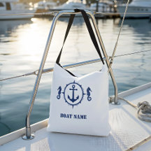 Uw bootnaam Cross Body Tas Seahorse Anchor