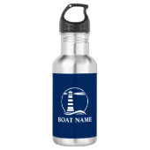 Uw Bootnaam met Nautical Lighthouse Waterfles (Voorkant)