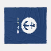 Uw bootnaam Nautical Anchor Rope Navy Blue Fleece Deken (Voorkant (Horizontaal))