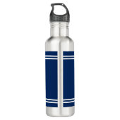 Uw bootnaam Nautical Lighthouse White Stripes Waterfles (Achterkant)