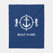 Uw Bootnaam Seahorse Anker Blue Fleece Deken (Voorkant)