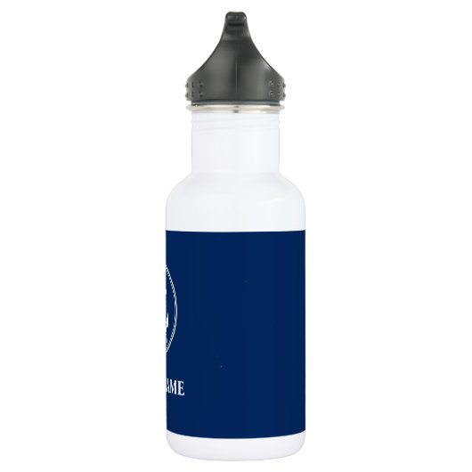 Uw Bootnaam Touw & Anker Blauw Wit Waterfles (Rechts)