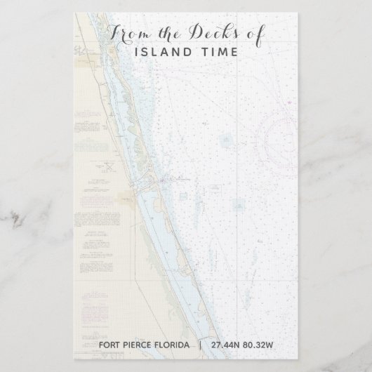 Uw bootnaam vanaf de dekken van Fort Pierce FL Briefpapier (Voorkant)