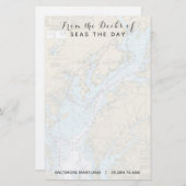 Uw bootnaam Vanaf de dekken van Maryland Nautical Briefpapier (Voorkant / Achterkant)