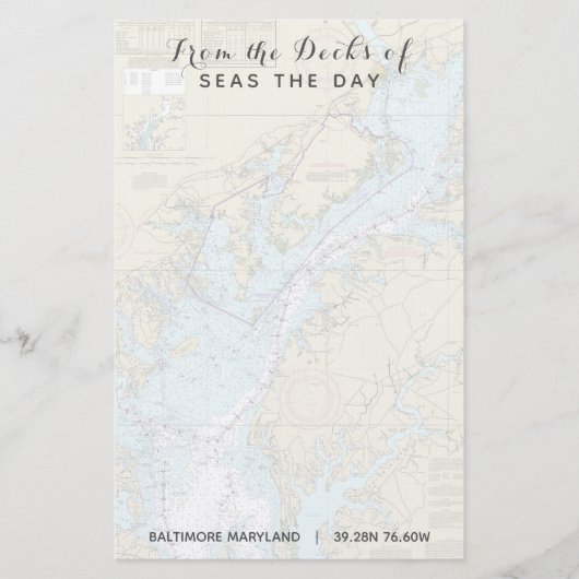 Uw bootnaam Vanaf de dekken van Maryland Nautical Briefpapier (Voorkant)