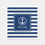 Uw Bootnaam Zee Anker Blue Stripes Servet (Voorkant)