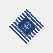 Uw Bootnaam Zee Anker Blue Stripes Servet (Hoek)