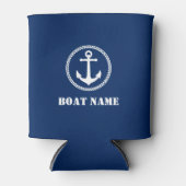 Uw Bootnaam Zee Anker Navy Blue Blikjeskoeler (Voorkant)