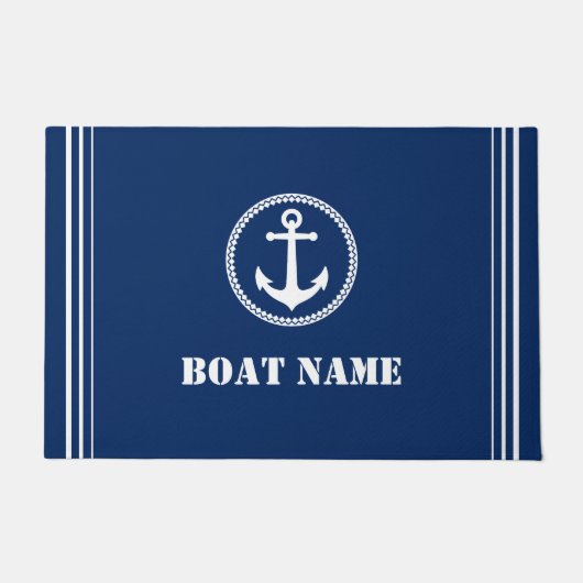 Uw Bootnaam Zee Anker Navy Blue Entryway Deurmat (Voorkant)