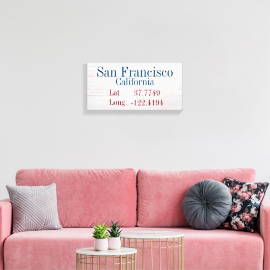 Uw breedtegraad van uw stad en lengte canvas afdruk (Insitu (Woonkamer))