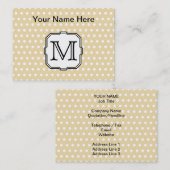 Uw brief. Aangepast monogram. Beige Polka Dot. Visitekaartje (Voorkant / Achterkant)