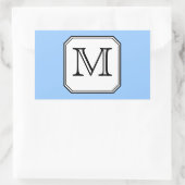 Uw brief. Aangepast monogram. Blauw zwart wit. Rechthoekige Sticker (Tas)