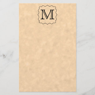 Uw brief. Aangepast monogram. Zwart en perkament Briefpapier