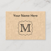 Uw brief. Aangepast monogram. Zwart en perkament Visitekaartje (Voorkant)