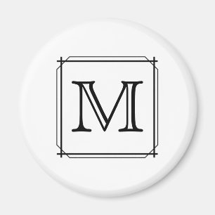 Uw brief. Aangepast monogram. Zwart en wit Magneet