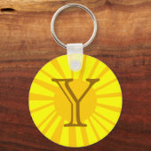 Uw brief. Custom Yellow Sun Ray Monogram. Sleutelhanger (Voorkant)