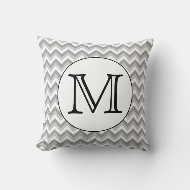 Uw brief. Gray Zigzag Pattern Monogram. Kussen (Voorkant)